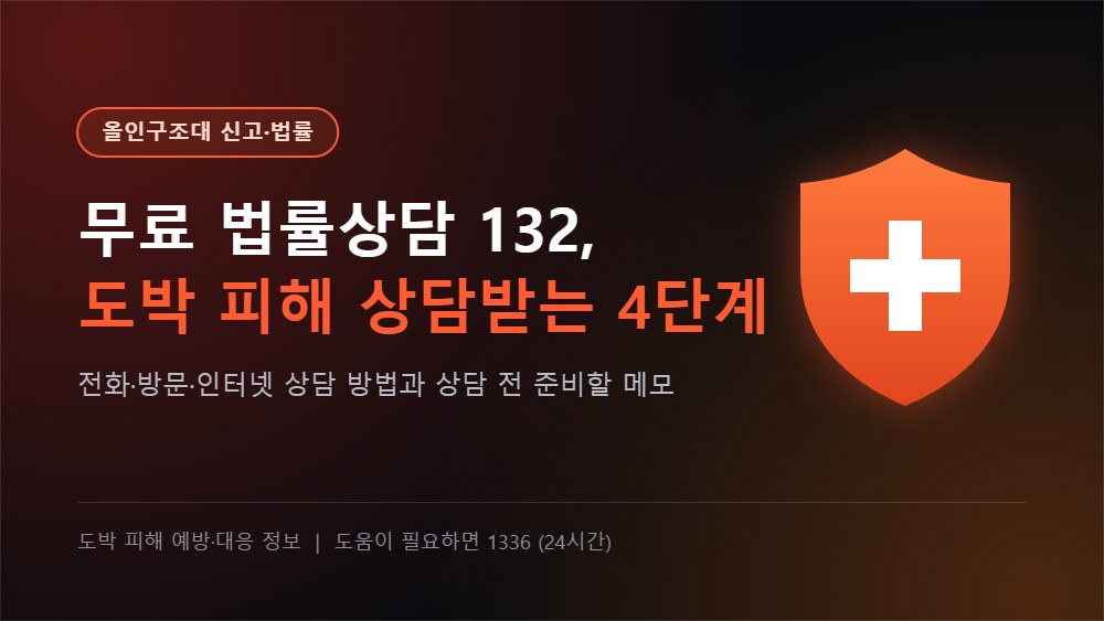 올인구조대 신고·법률 - 무료 법률상담 132, 도박 피해 상담받는 4단계