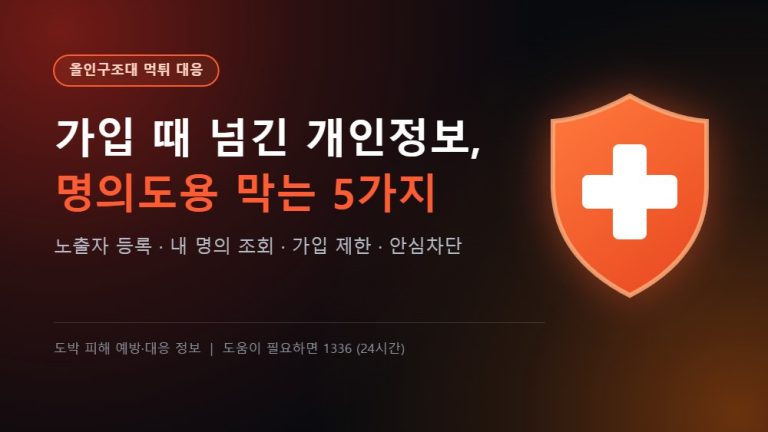 올인구조대 먹튀 대응 - 가입 때 넘긴 개인정보, 명의도용 막는 5가지